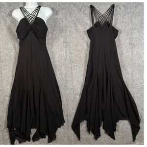 Vtg Y2k 90s Whimsigoth Witchy Maxi Dress Size 10 Prom Fairygrunge Babydoll